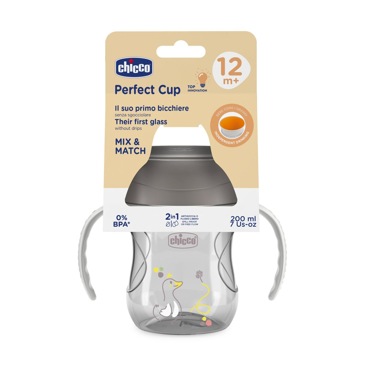 Chicco - Copo de Refeição 12M+ Grigio