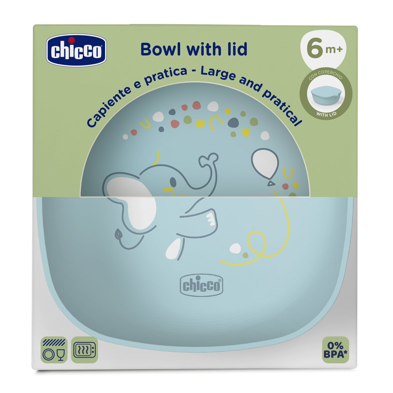Chicco - Tigela com Tampa Chicco 6M+ Azul