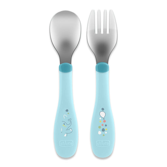 Chicco - Conjunto de Talheres Inox 18m+ Azul