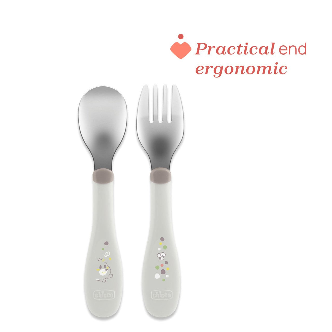 Chicco - Conjunto de Talheres Inox 18m+ Grigio