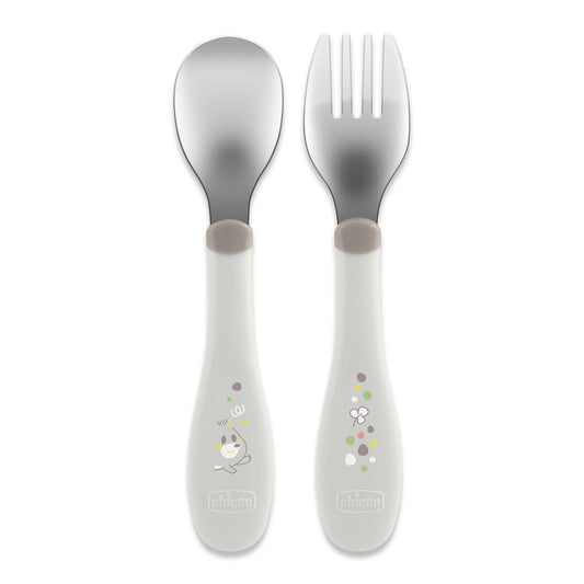 Chicco - Conjunto de Talheres Inox 18m+ Grigio