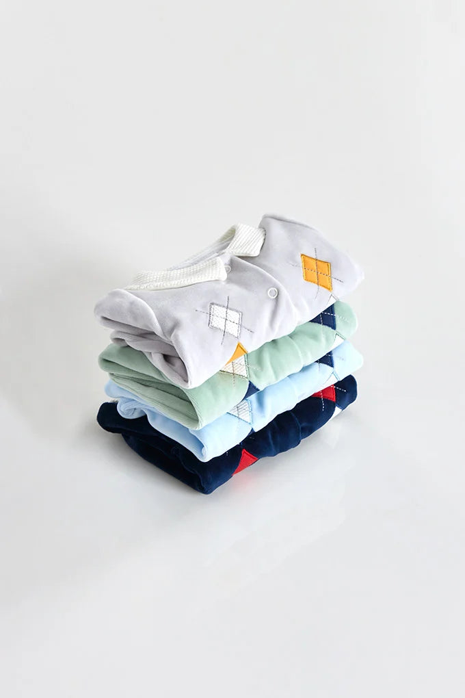 Babygrow Laminado Gola Piquet Menino - Azul bebé