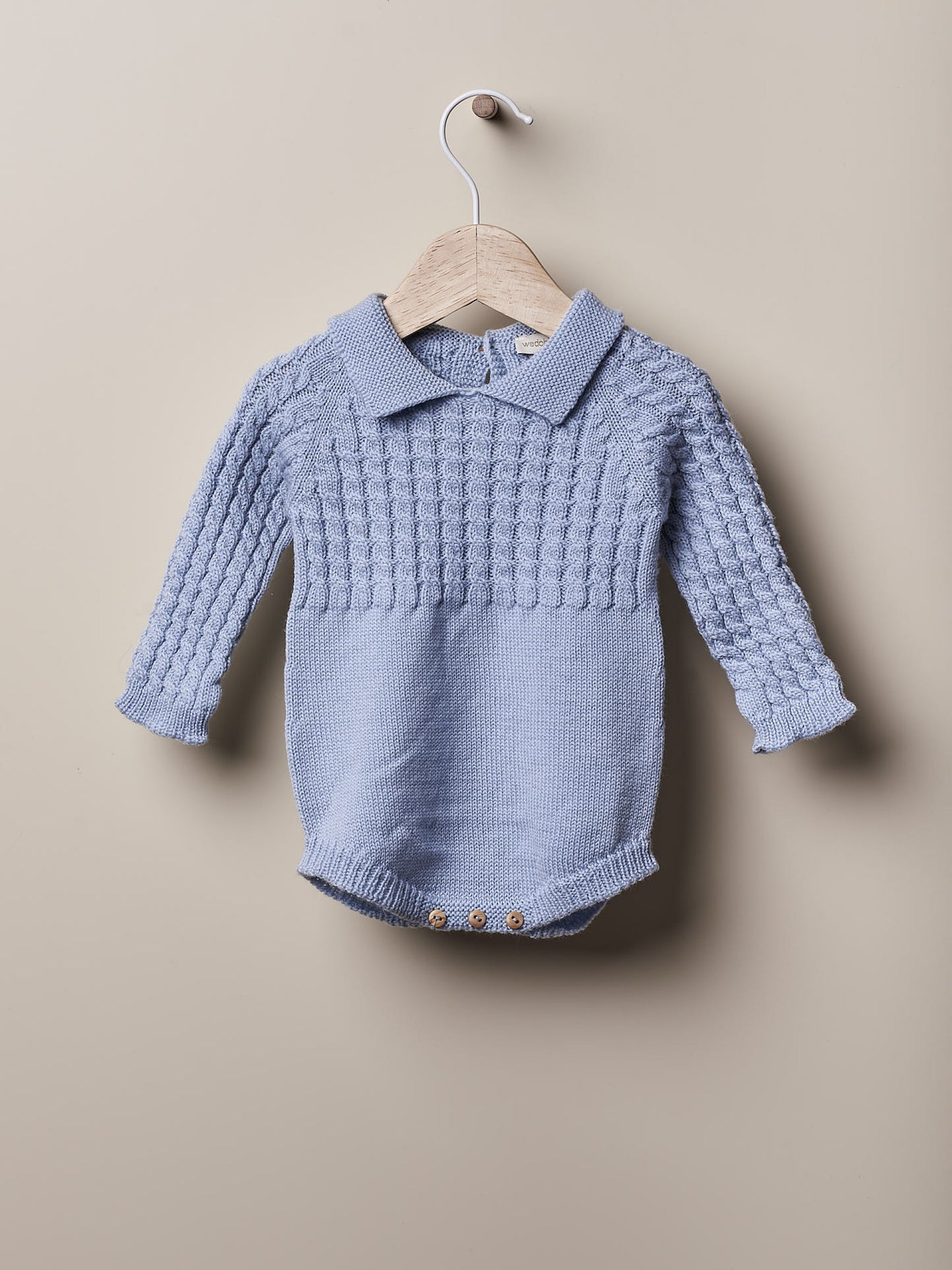 Fofo tricotado com efeito trança - Azul