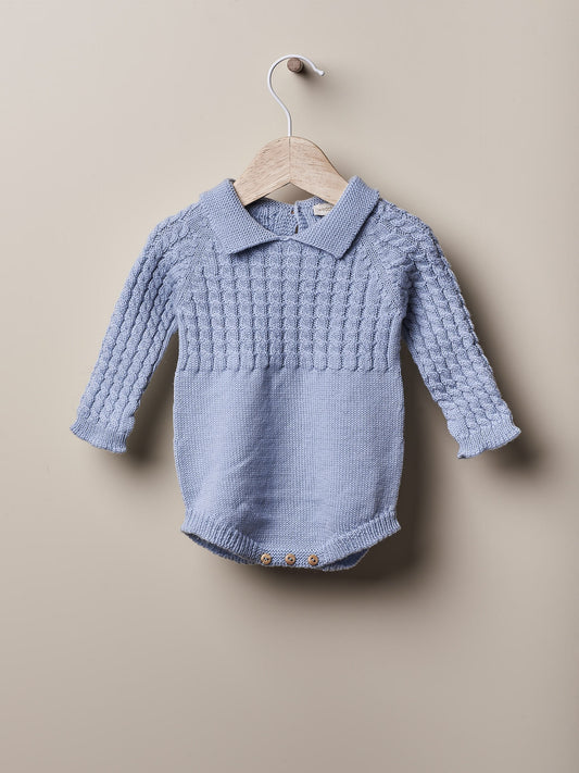 Fofo tricotado com efeito trança - Azul