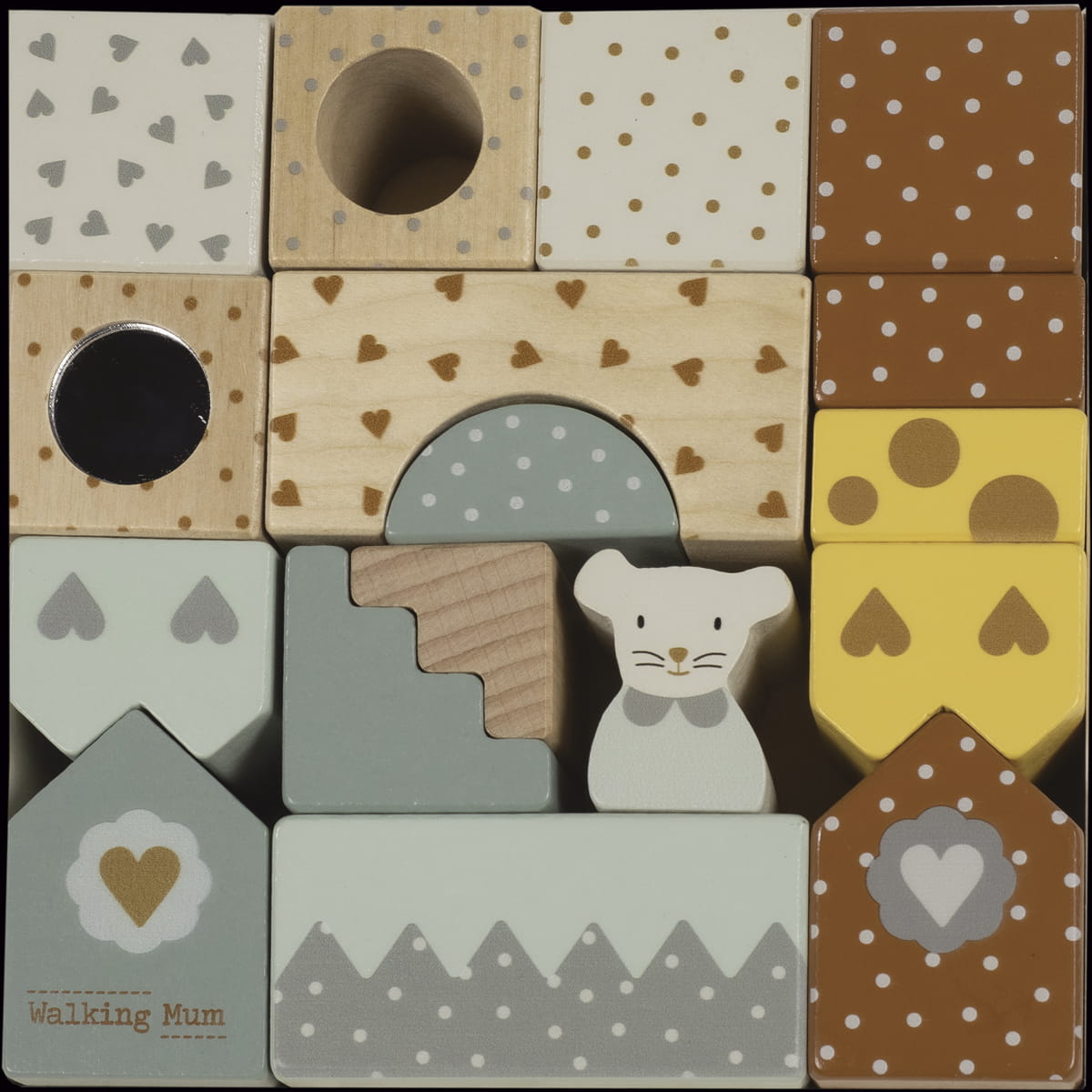 Walking Mum Cubos Empilháveis de Madeira - Poppy