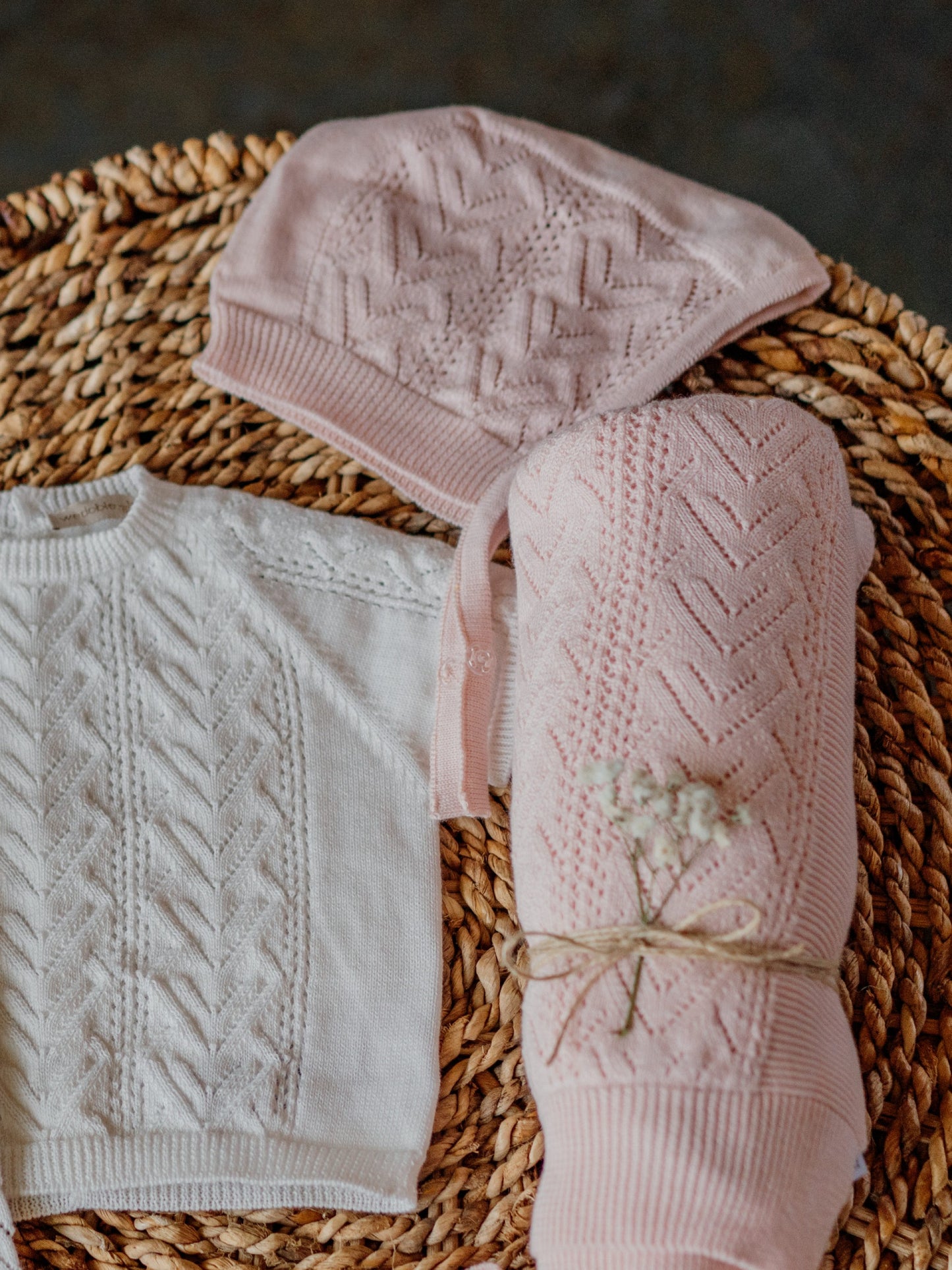 Touca tricotada em algodão orgânico Rosa - ROMANTIC SPRING DAY