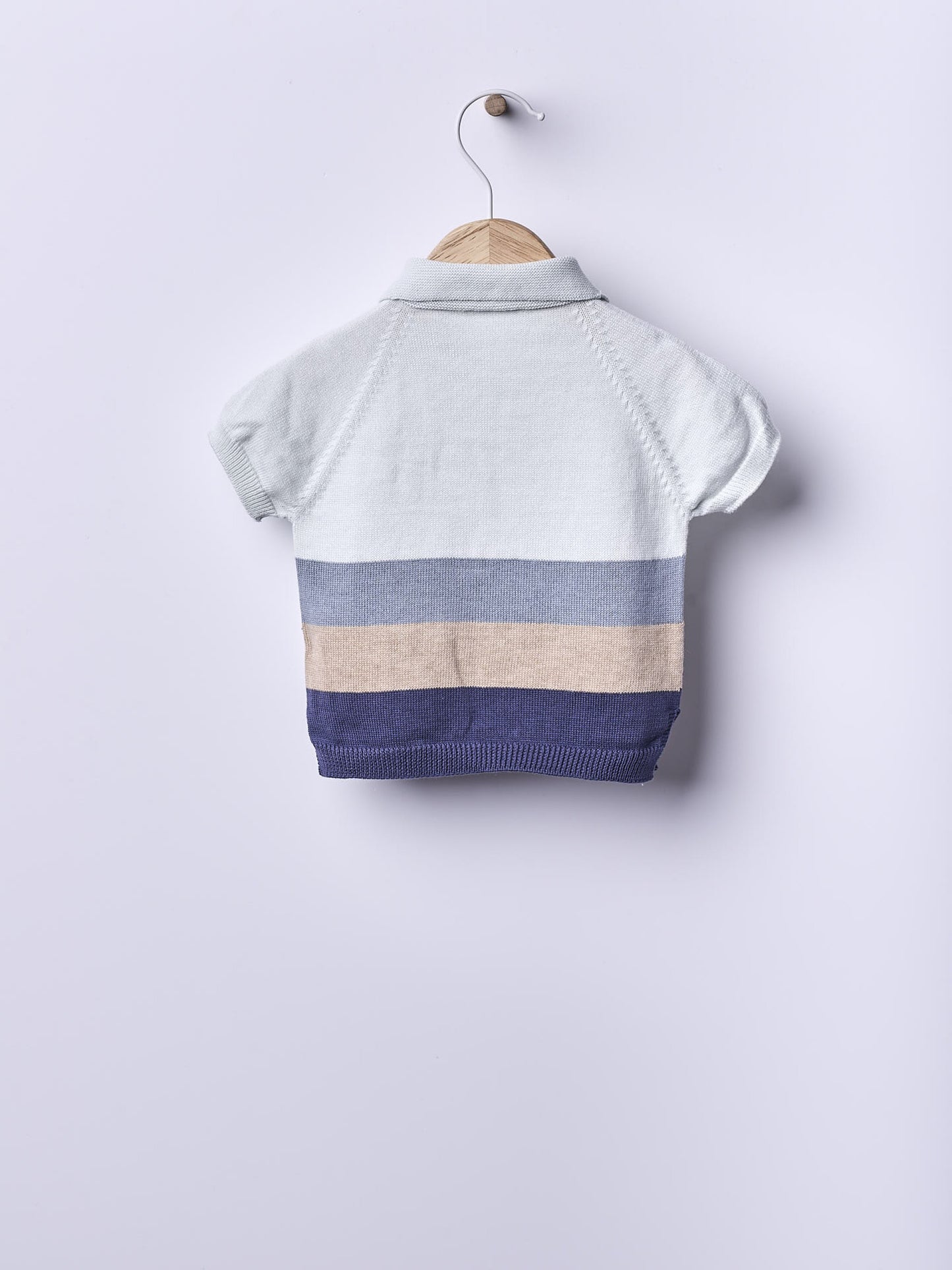 Camisola polo de manga curta tricotada em algodão - SEA BREEZE