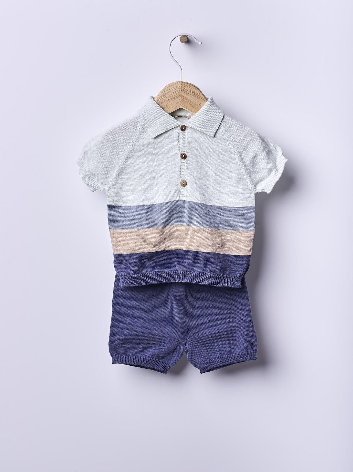 Camisola polo de manga curta tricotada em algodão - SEA BREEZE