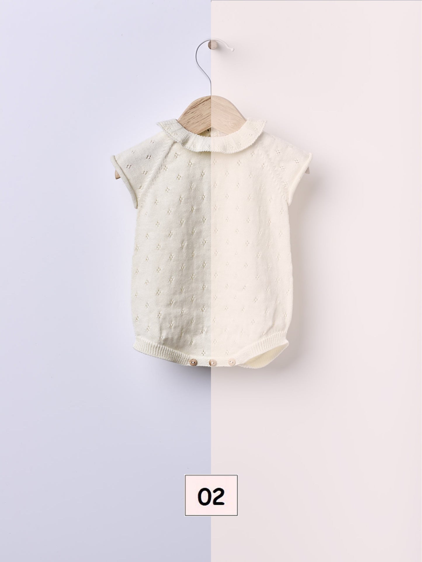 Fofo de manga curta tricotado em algodão orgânico - BREEZE