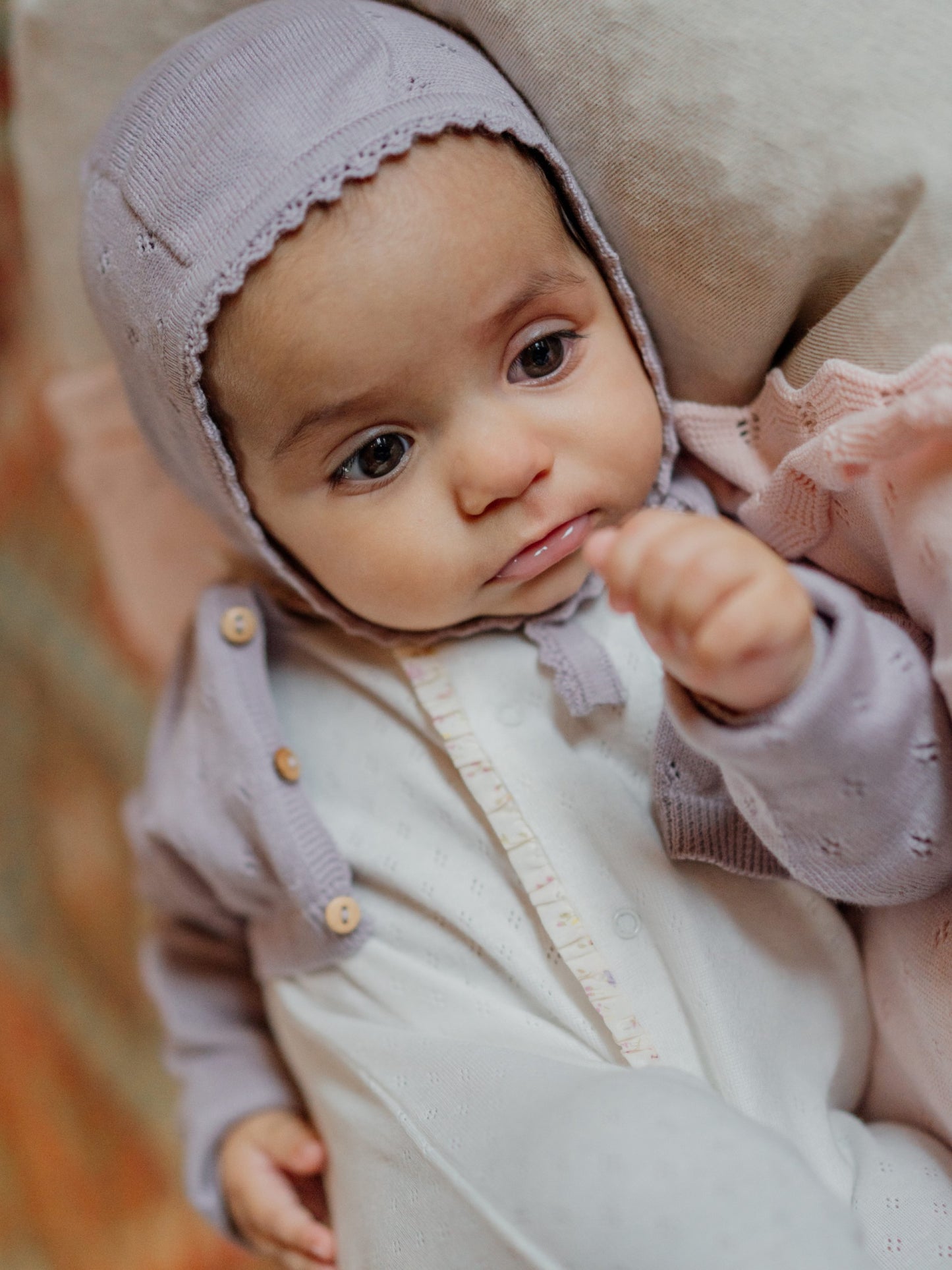 Touca tricotada em algodão orgânico Egret - BREEZE