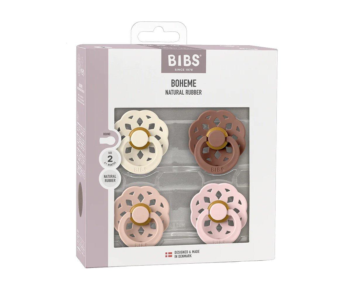 Pack 4 Chupetas BIBS Boheme - Ivory/Blush/Woodchuck/Blossom