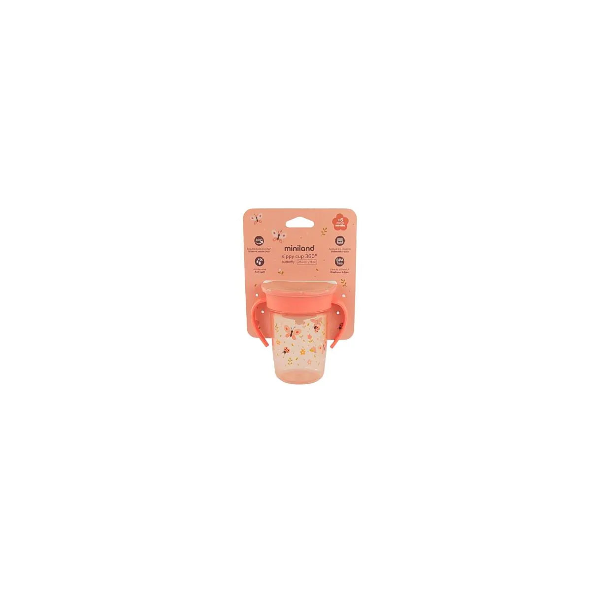 Copo de Aprendizagem 360º 270ml Miniland - Butterfly