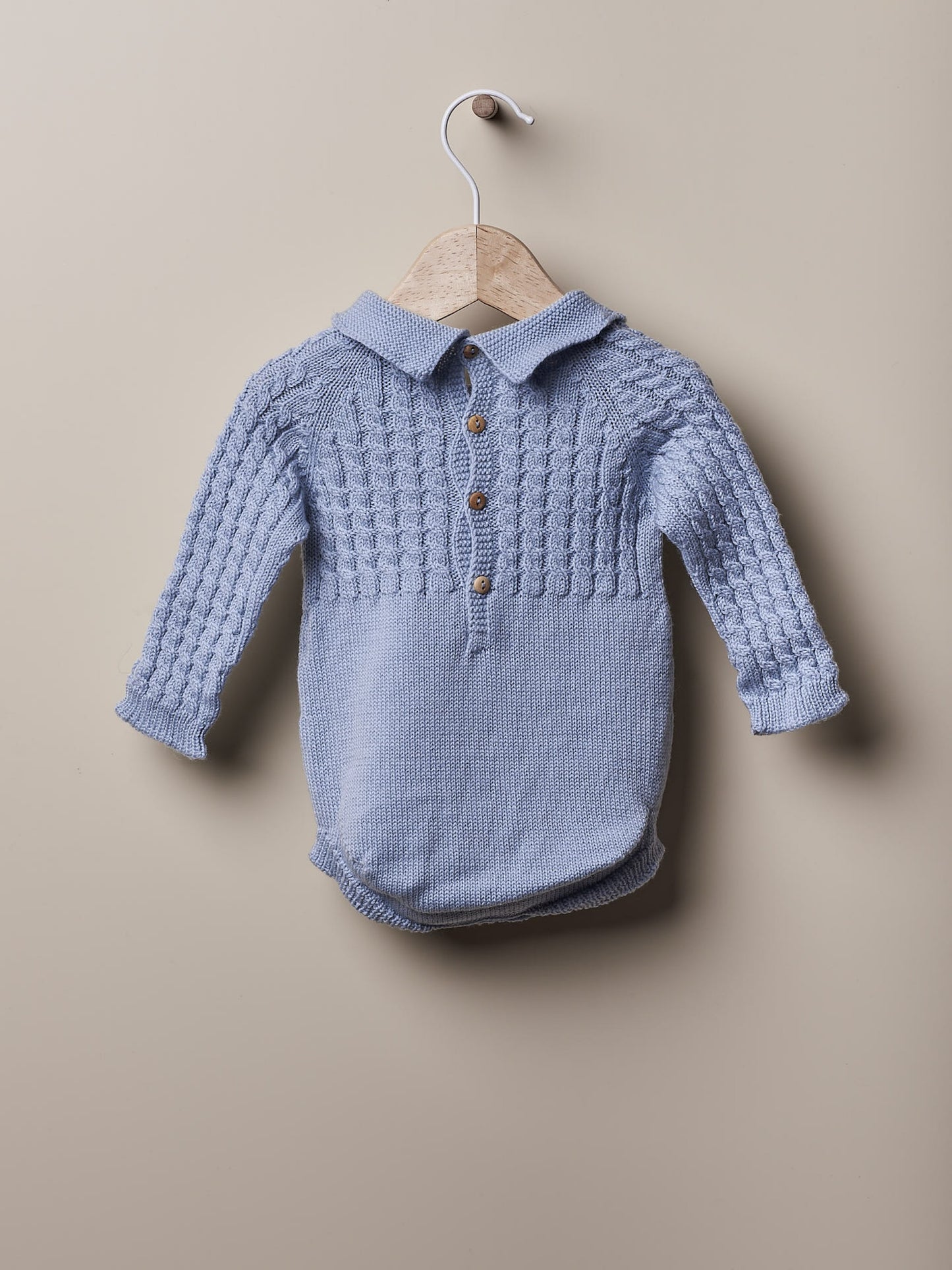 Fofo tricotado com efeito trança - Azul