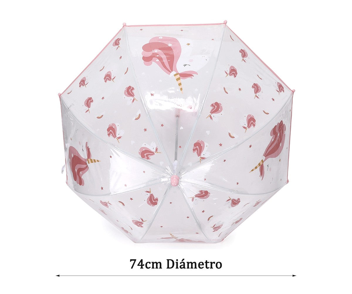 Guarda-Chuva Infantil Transparente Tutete - Magical Unicorn