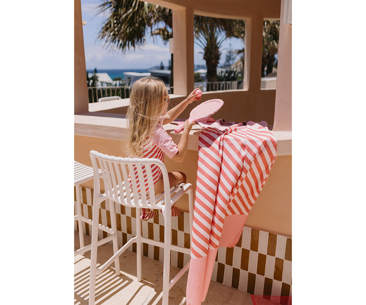 Toalha de Praia Microfibra Monnëka Stripes Bloom & Blush