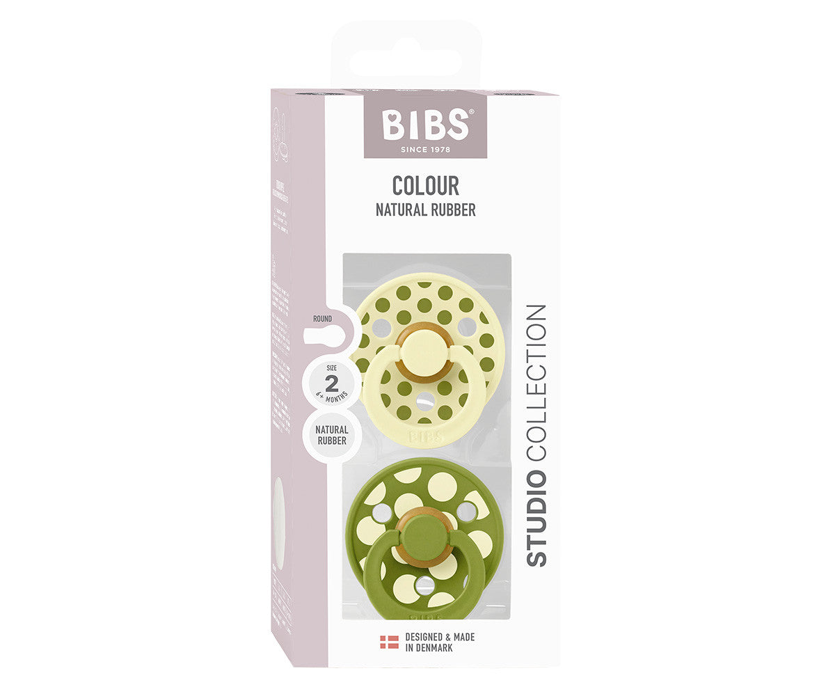 BIBS Studio Colour - Round Polka Luna/Wasabi