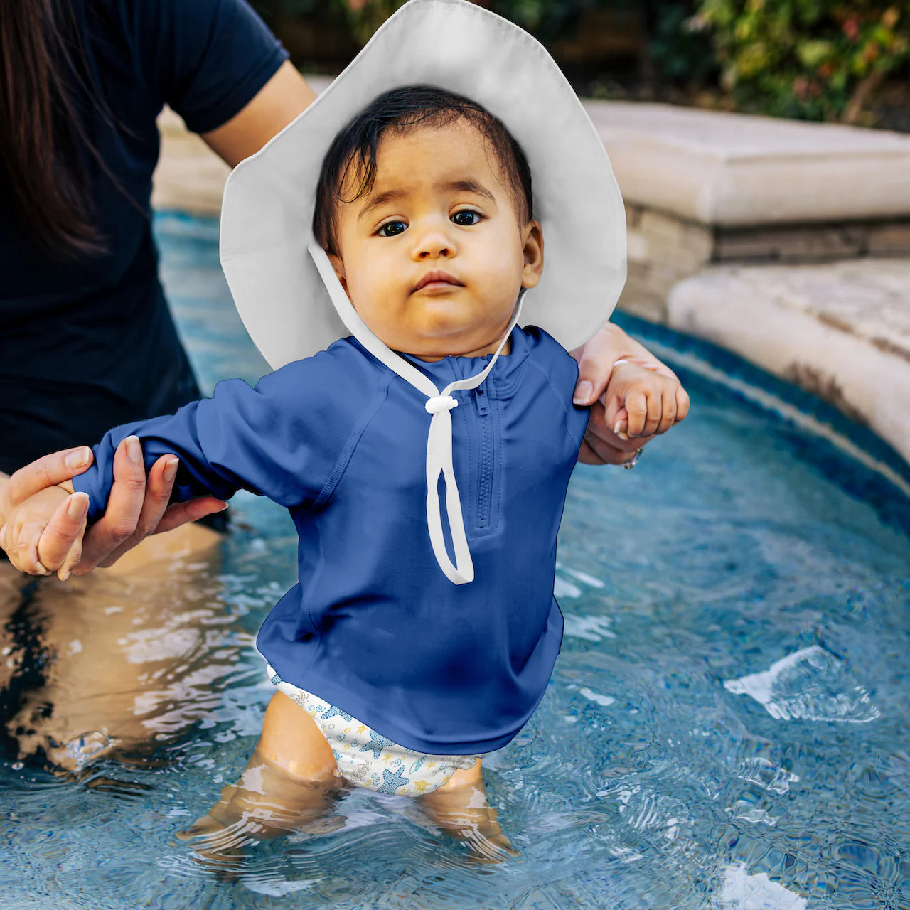 Fralda Reutilizável Para Piscina e Praia - White Seashells