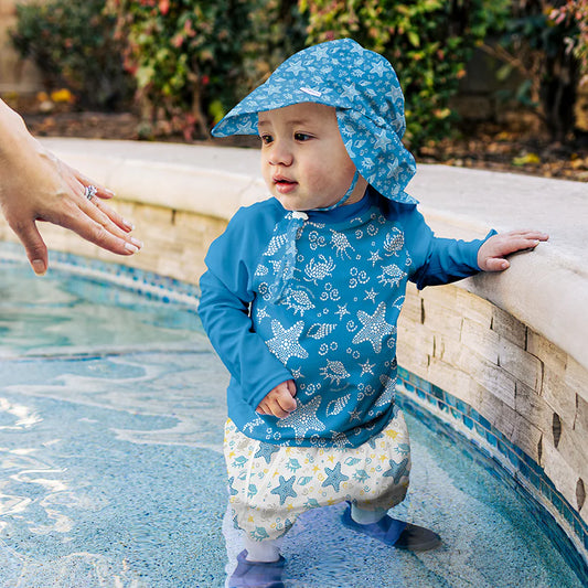 Chapéu com Aba UPF 50+ Eco Flap Blue Seashells