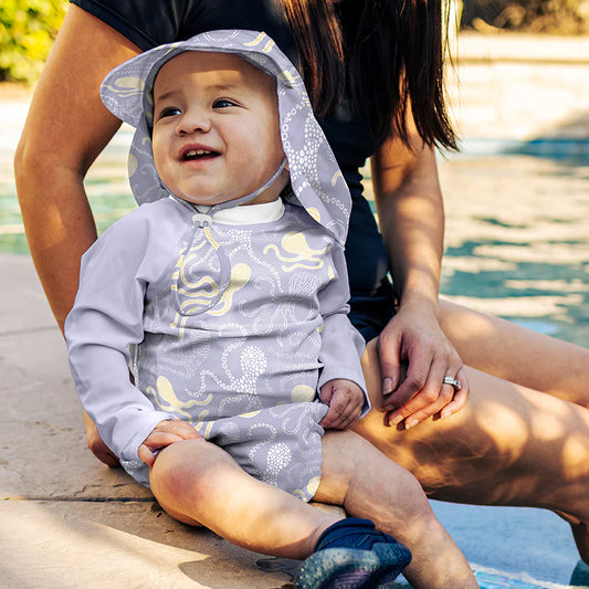 Chapéu com Aba UPF 50+ Eco Flap Lavender Octopus