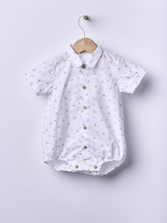 Body camisa com estampado de barquinhos à vela - SEA BREEZE