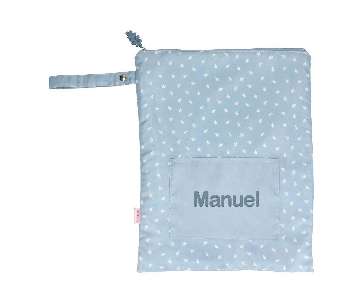 Bolsa Grande Impermeável Personalizável - Leaves Blue
