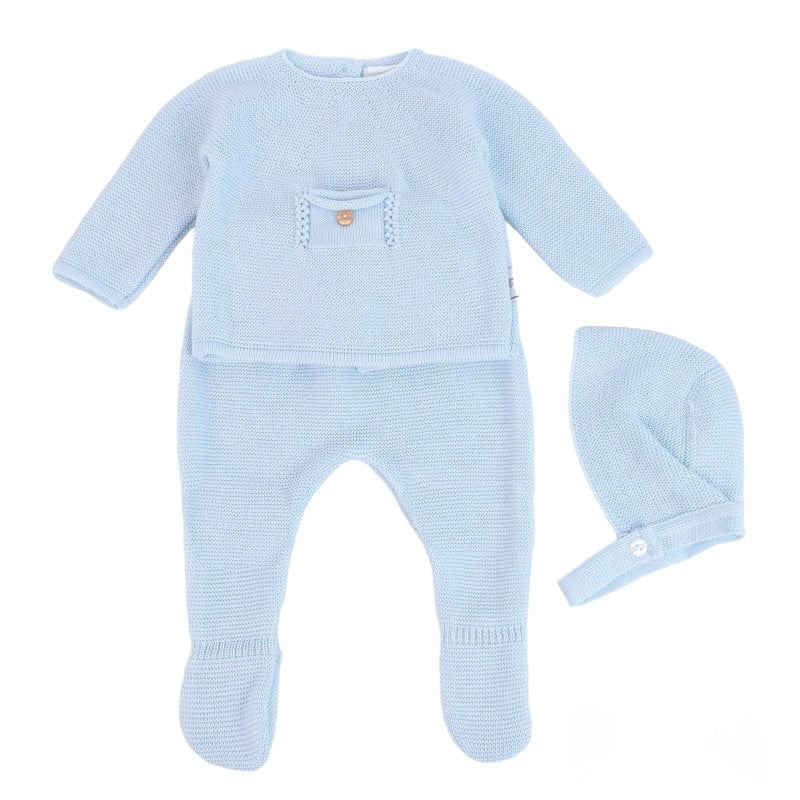 Conjunto 3 peças Malha "Bolso/Botão"