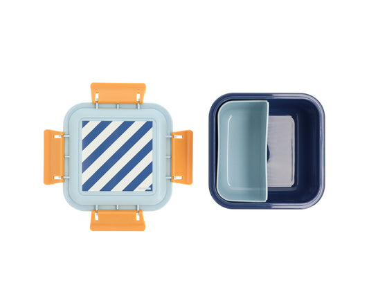 Caixa Lancheira Grande Monnëka Stripes Blues & Beyond