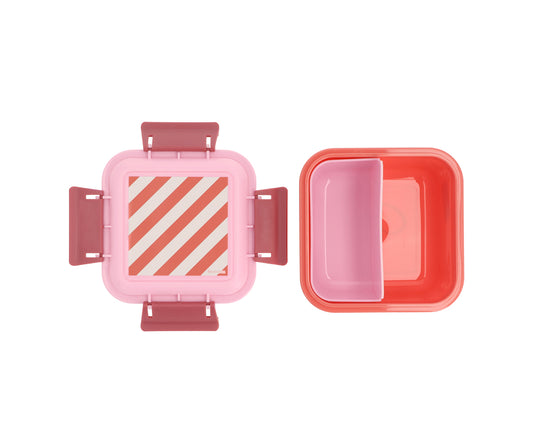 Caixa Lancheira Grande Monnëka Stripes Bloom & Blush