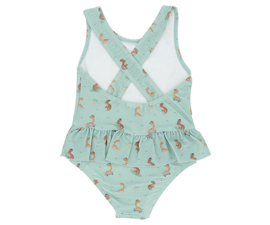 Fato de banho de costas cruzadas com folhos Monnëka Cool Dinos