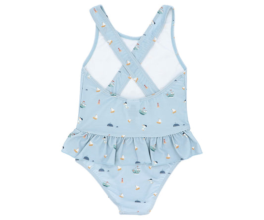 Fato de banho de costas cruzadas com folhos Monnëka Fishing Boat