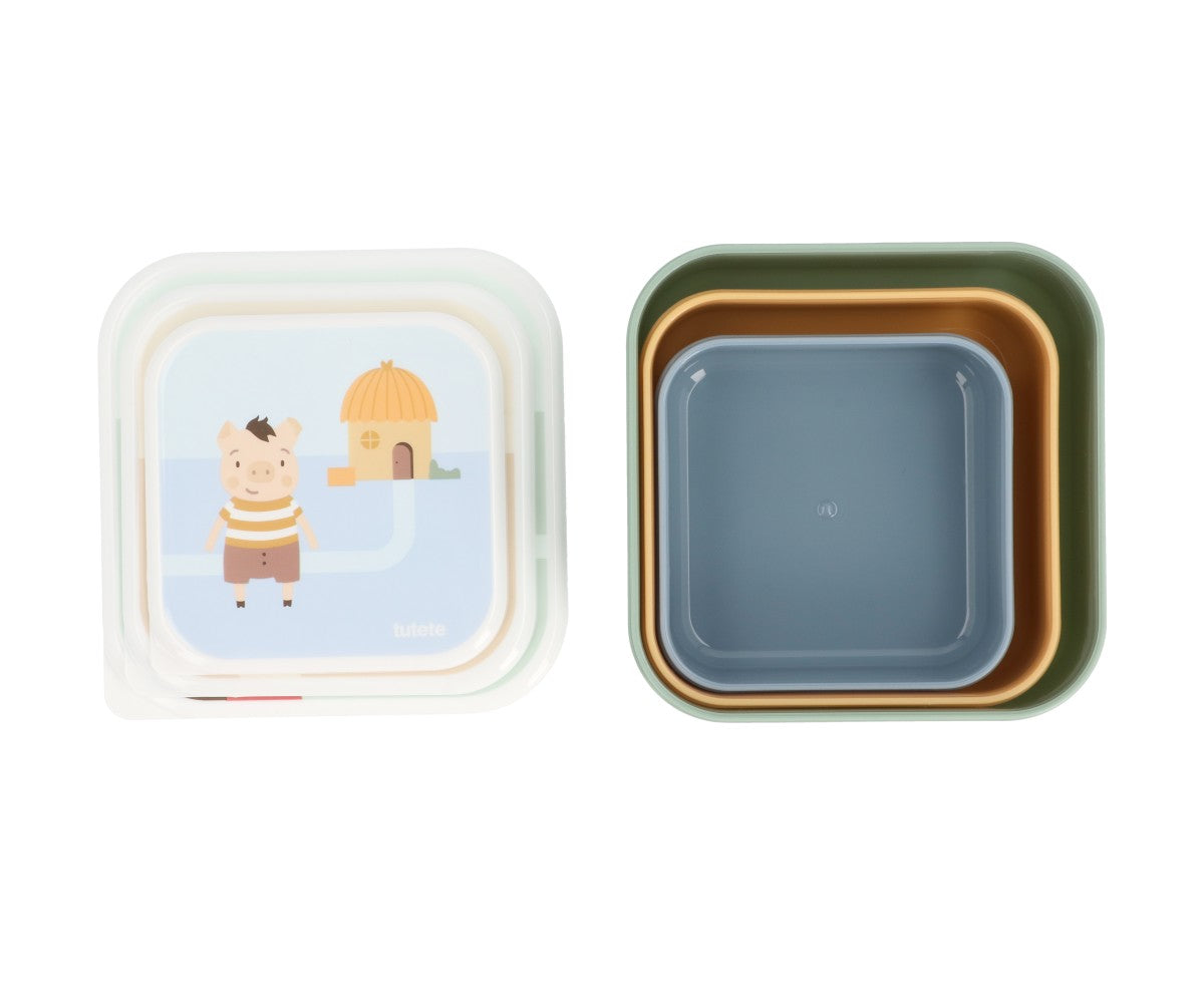 Pack 3 Caixas Lancheiras Tutete - The Three Little Pigs