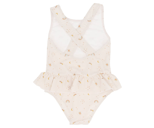 Fato de banho de costas cruzadas com folhos Monnëka Starlight