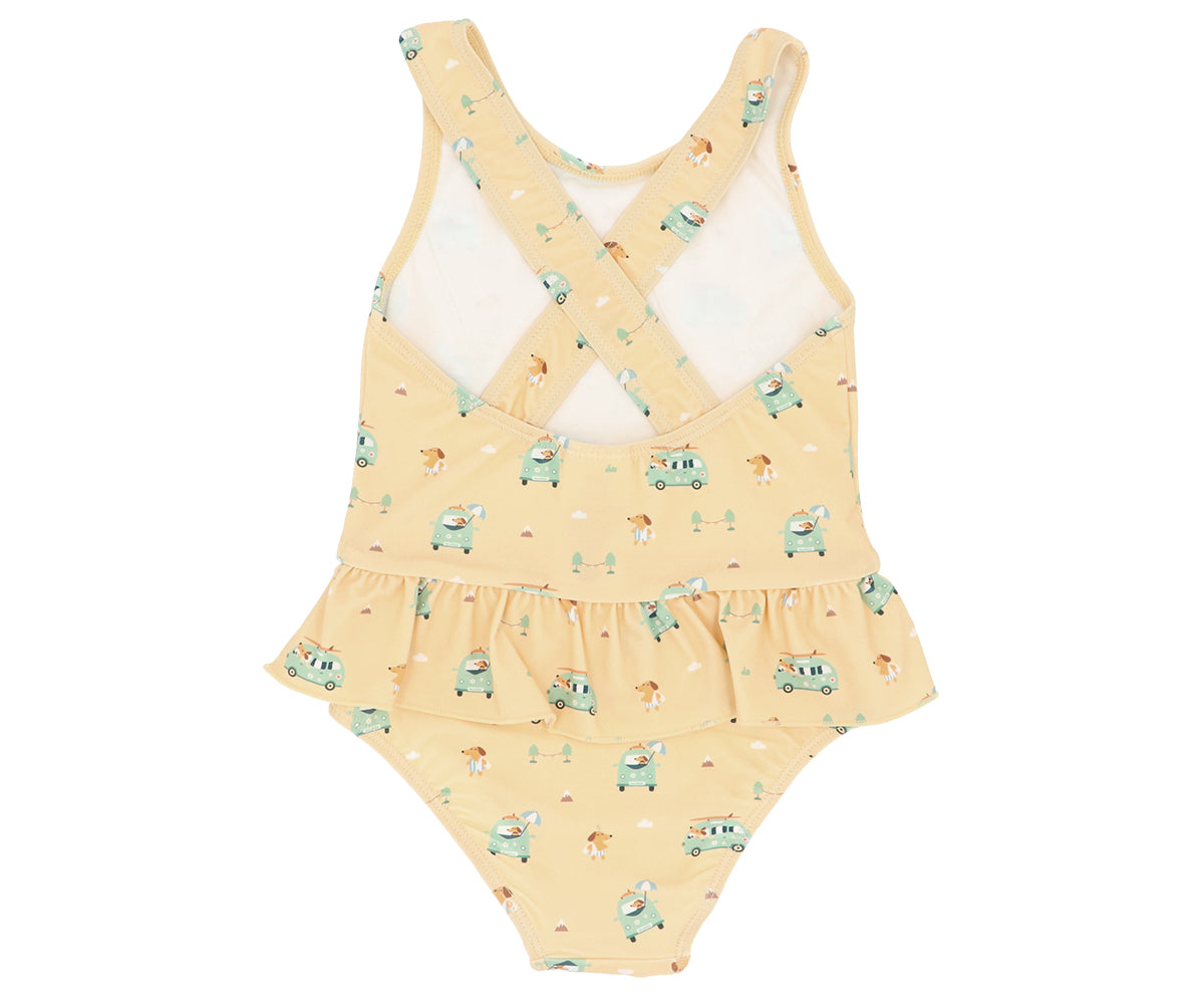 Fato de banho de costas cruzadas com folhos Monnëka Surf Van