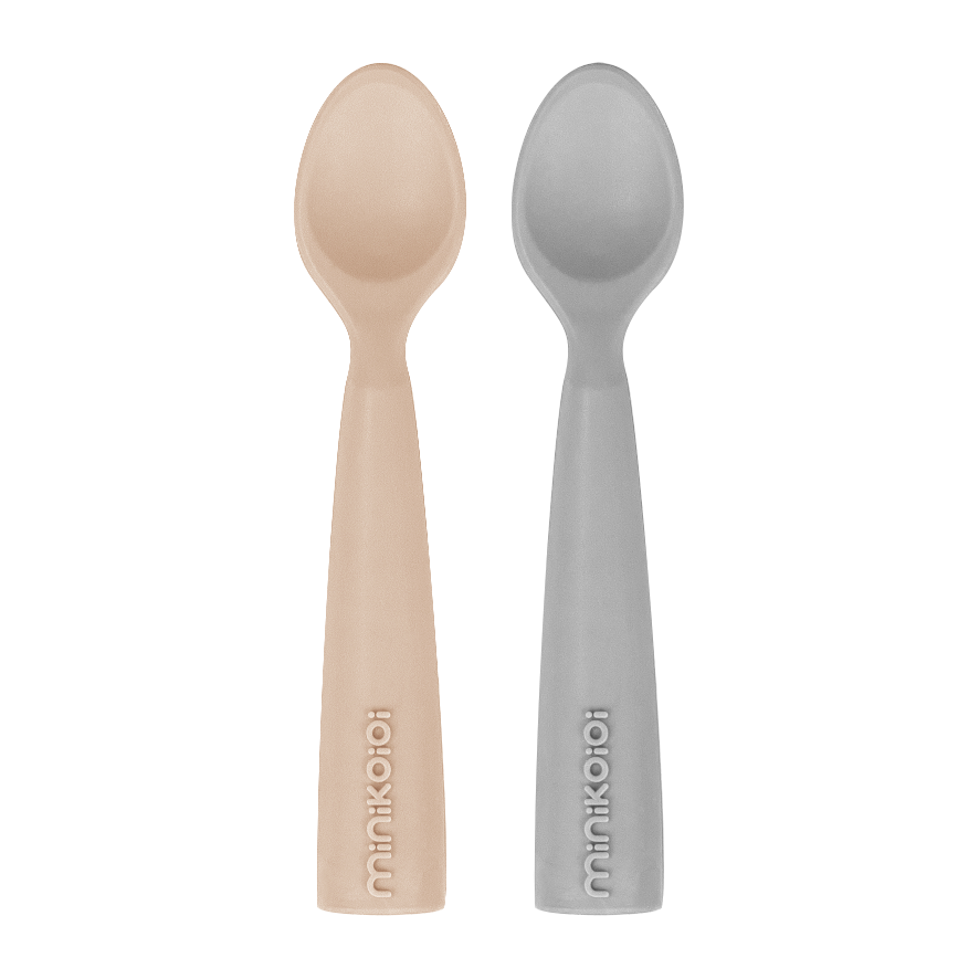 Pack de 2 Colheres de Silicone - Bubble Beige/Powder Grey