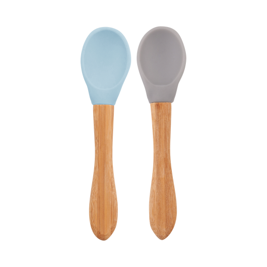 Pack de 2 Colheres de Silicone e Bamboo - Mineral Blue /Powder Grey