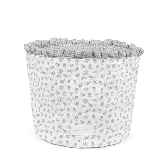 Pasito a Pasito Cesta Organizadora - Little Bloom Flowers Gris