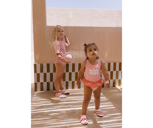 Fato de banho Monnëka com alças cruzadas Stripes Bloom & Blush