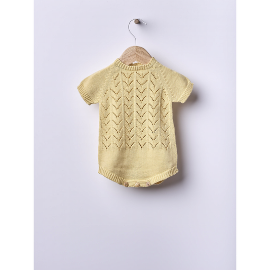 Fofo de manga curta tricotado em algodão orgânico - SUMMER IN THE VILLAGE