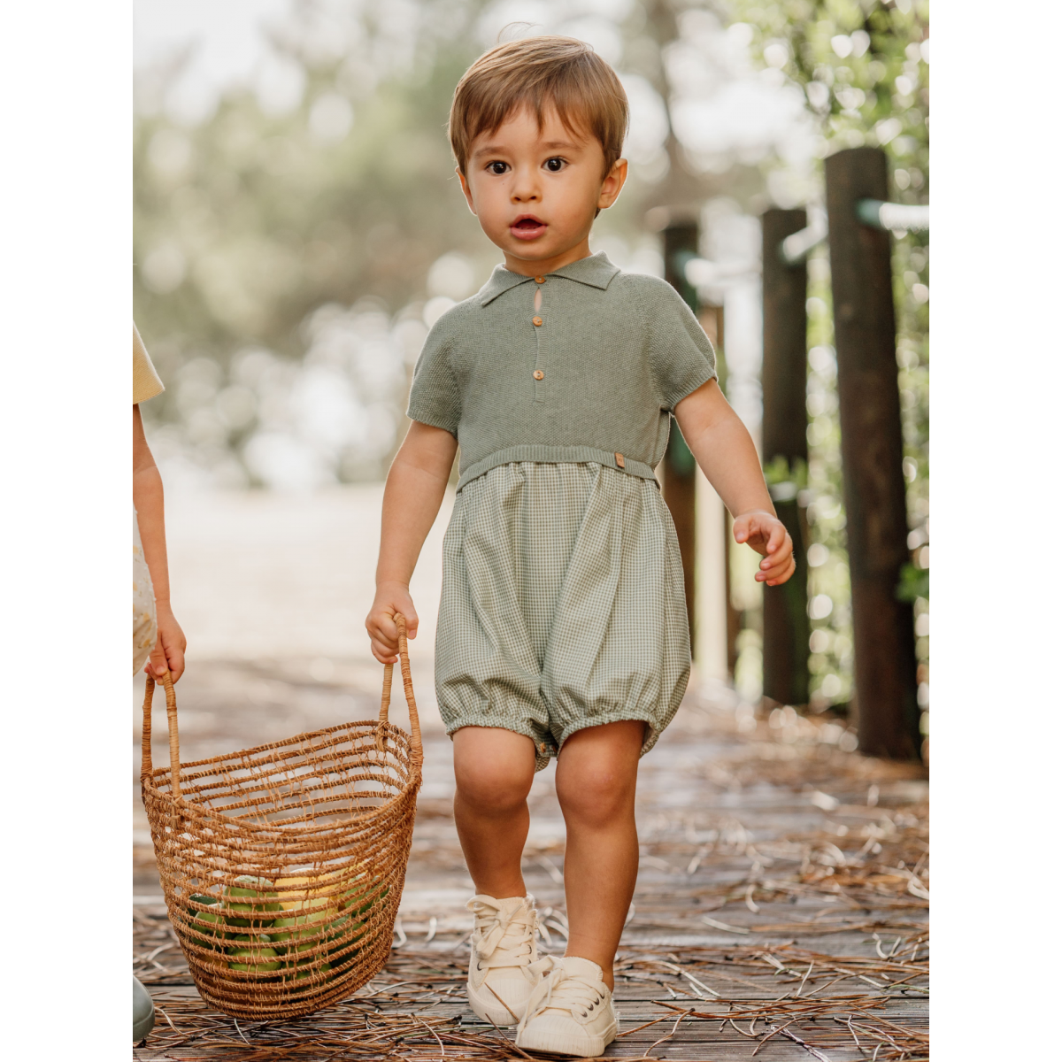 Fofo polo de manga curta em tecido xadrez Vichy - SUMMER IN THE VILLAGE