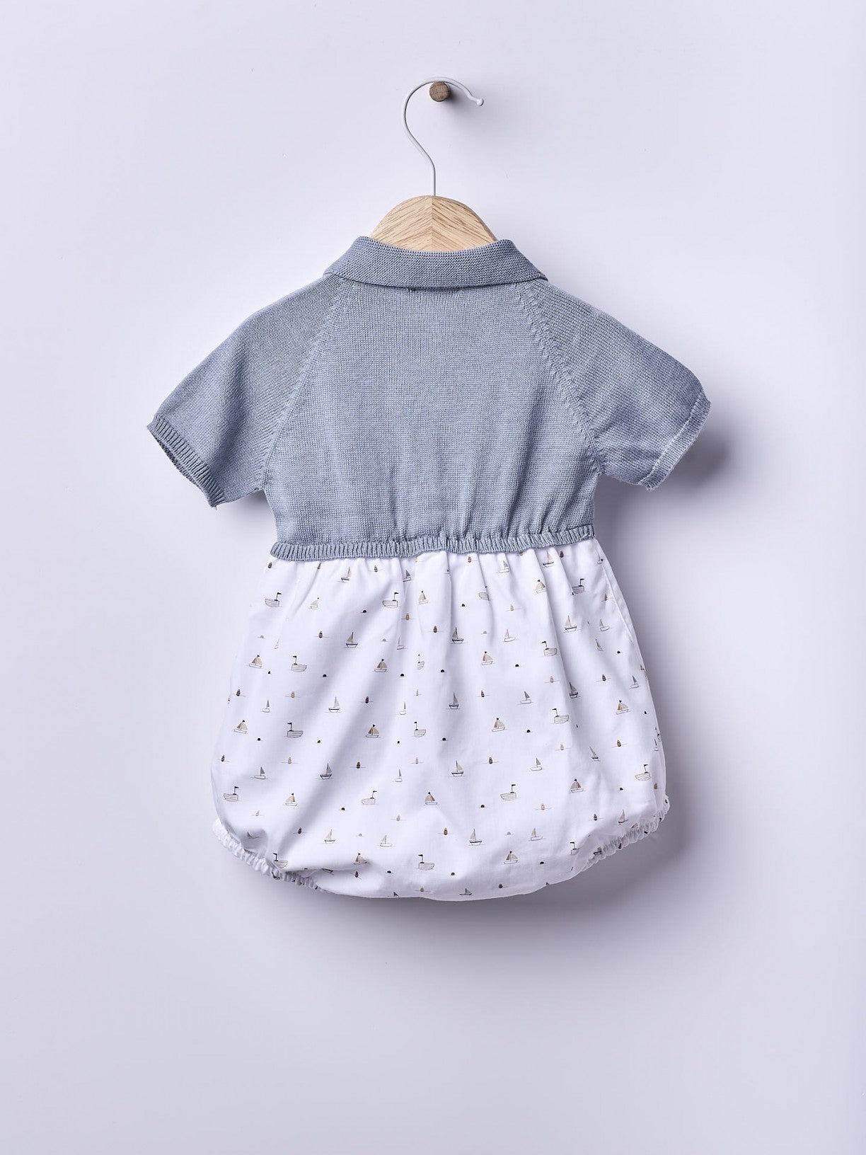 Fofo polo de manga curta tricotado com tecido de algodão orgânico - SEA BREEZE