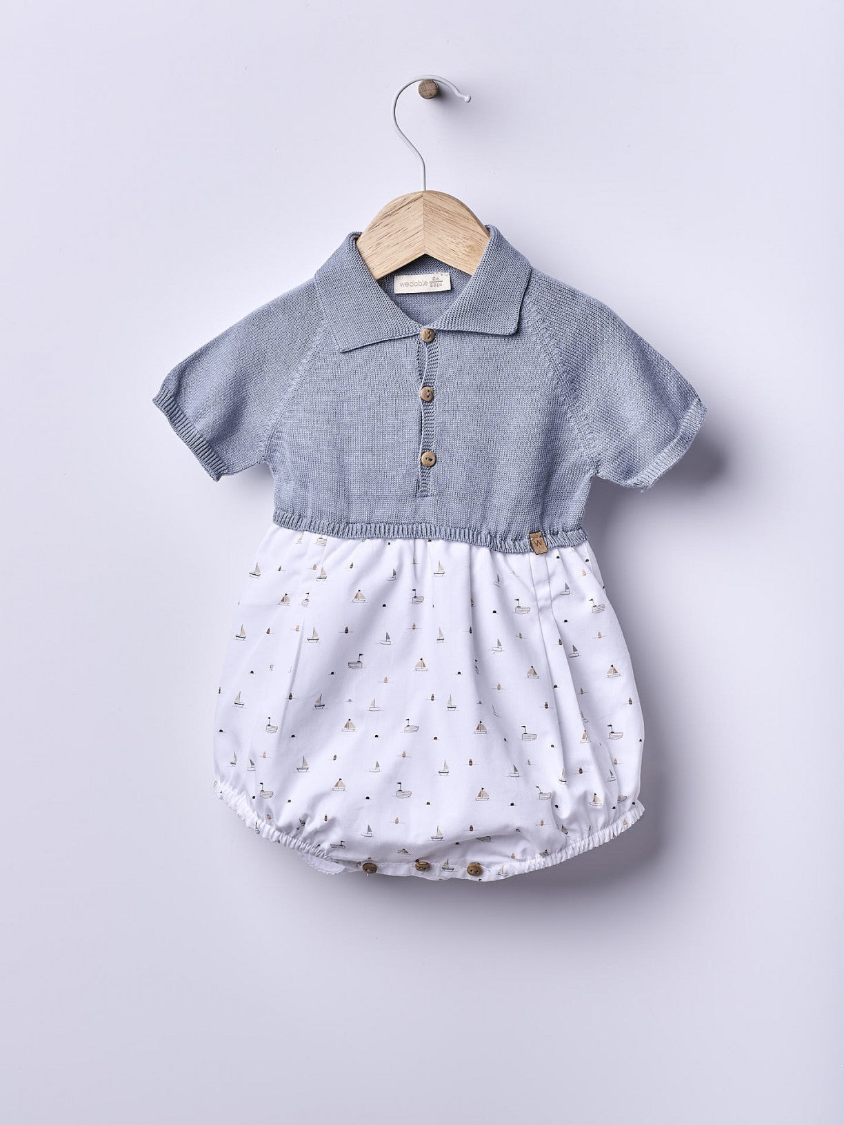 Fofo polo de manga curta tricotado com tecido de algodão orgânico - SEA BREEZE