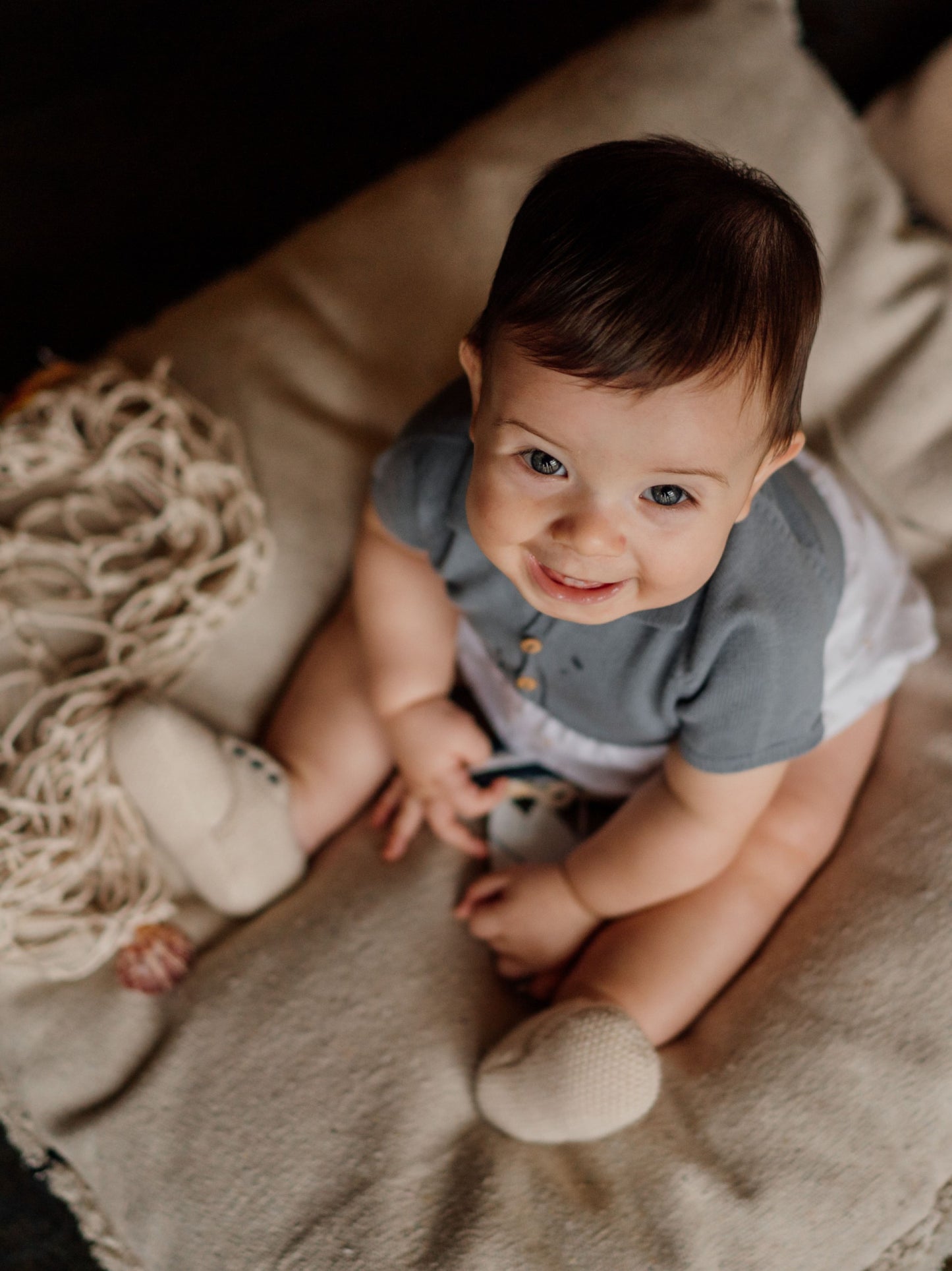 Fofo polo de manga curta tricotado com tecido de algodão orgânico - SEA BREEZE