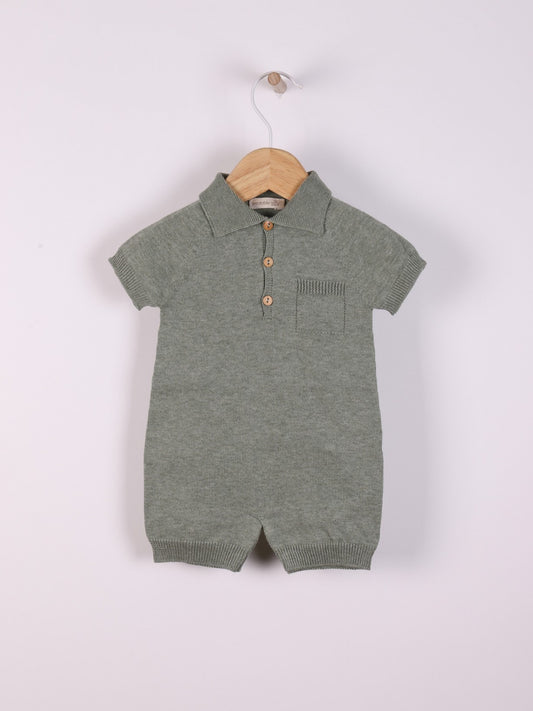 Fofo polo de manga curta tricotado em algodão orgânico - SEA BREEZE