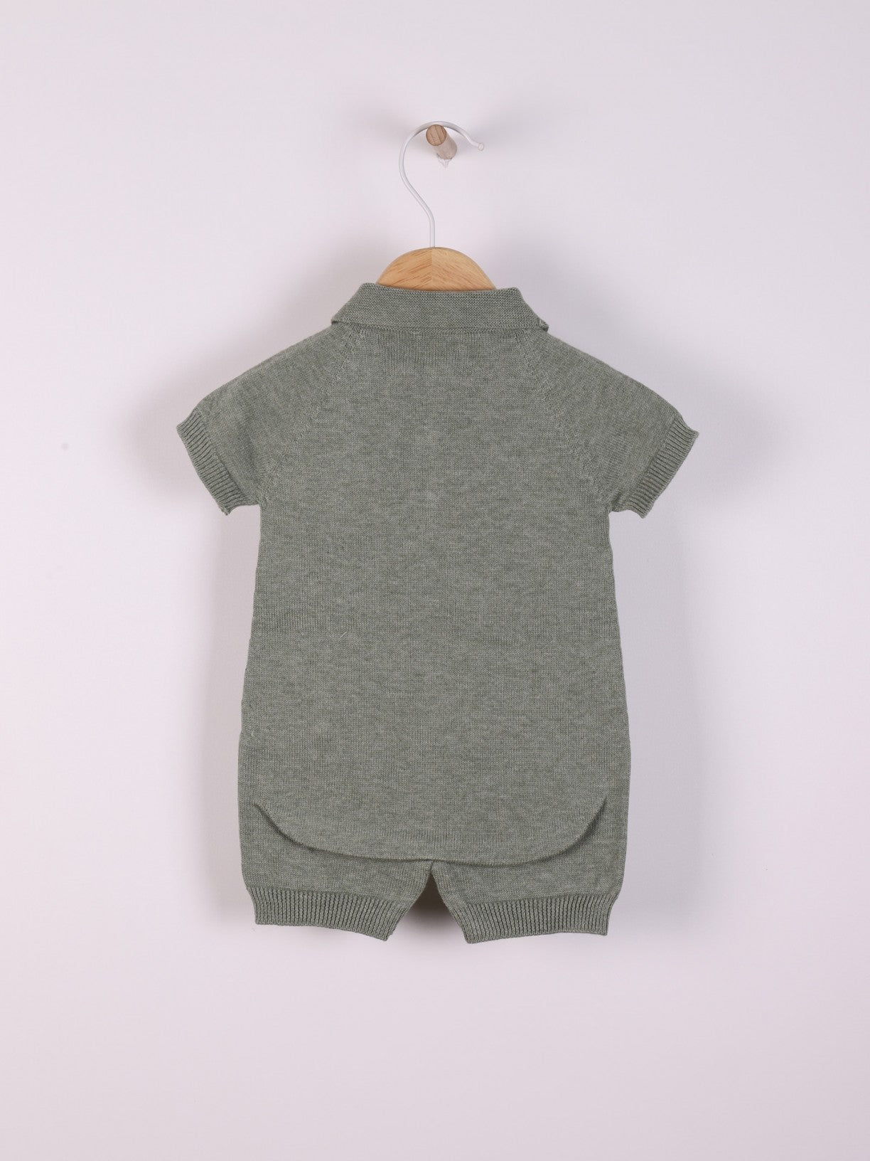 Fofo polo de manga curta tricotado em algodão orgânico - SEA BREEZE