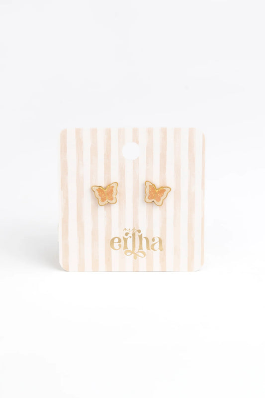 Brincos Studs Earrings - Glitter Butterfly