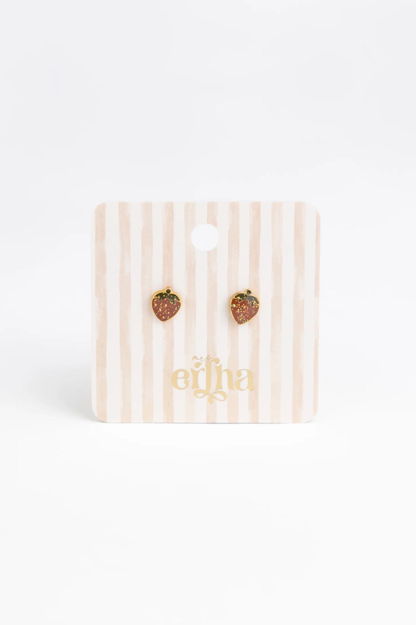Brincos Studs Earrings - Glitter Strawberrie