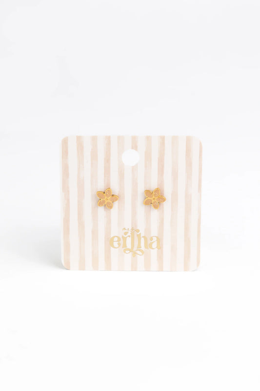Brincos Studs Earrings - Golden Flora