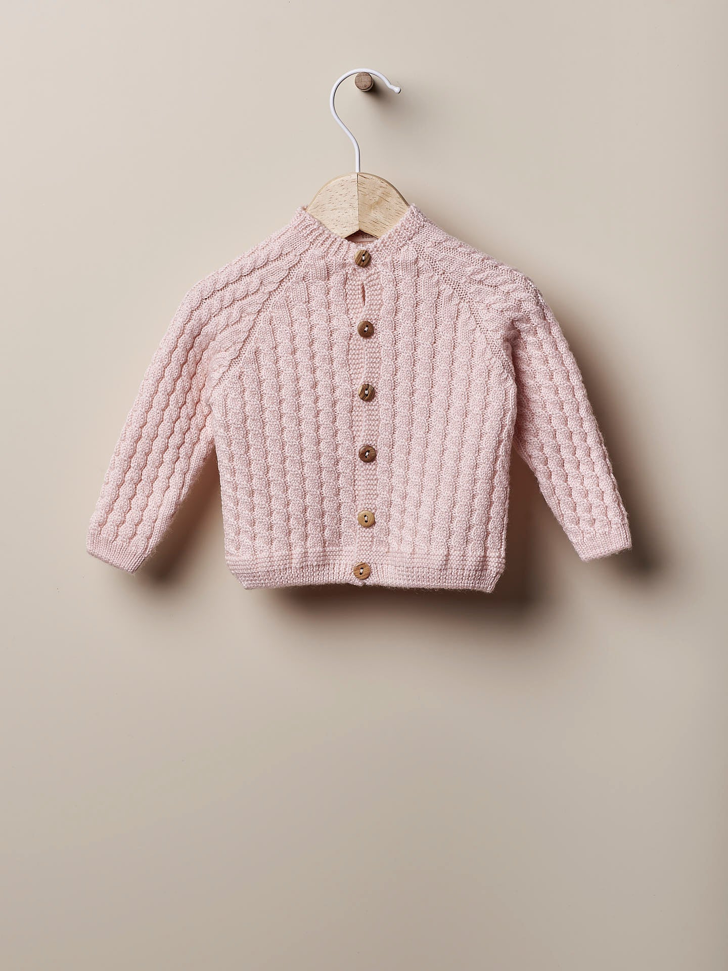 Casaco tricotado- Rosa Bebé