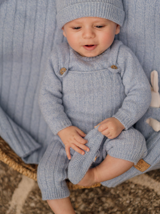 Wedoble - BUNNY AND FRIENDS Jardineiras Tricotadas em Lã Merino Castanho Mouliné