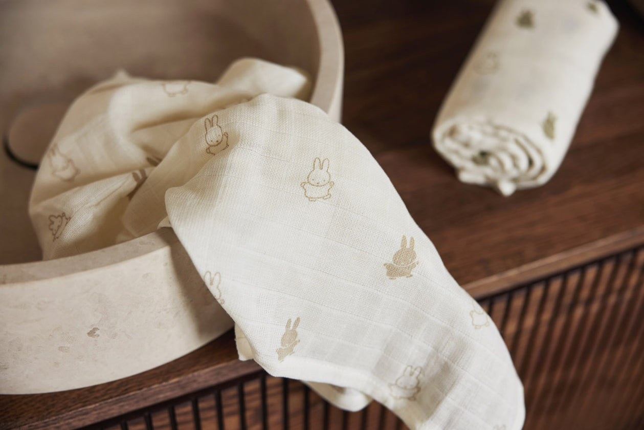 Musselina de pano 70x70cm Happy Miffy - Nougat - Pack 3